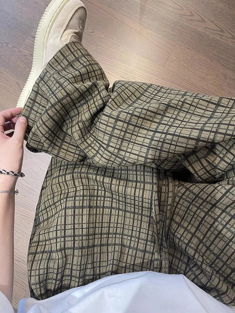 Tartan Plaid Wide Leg Pants "Mellow Brown"