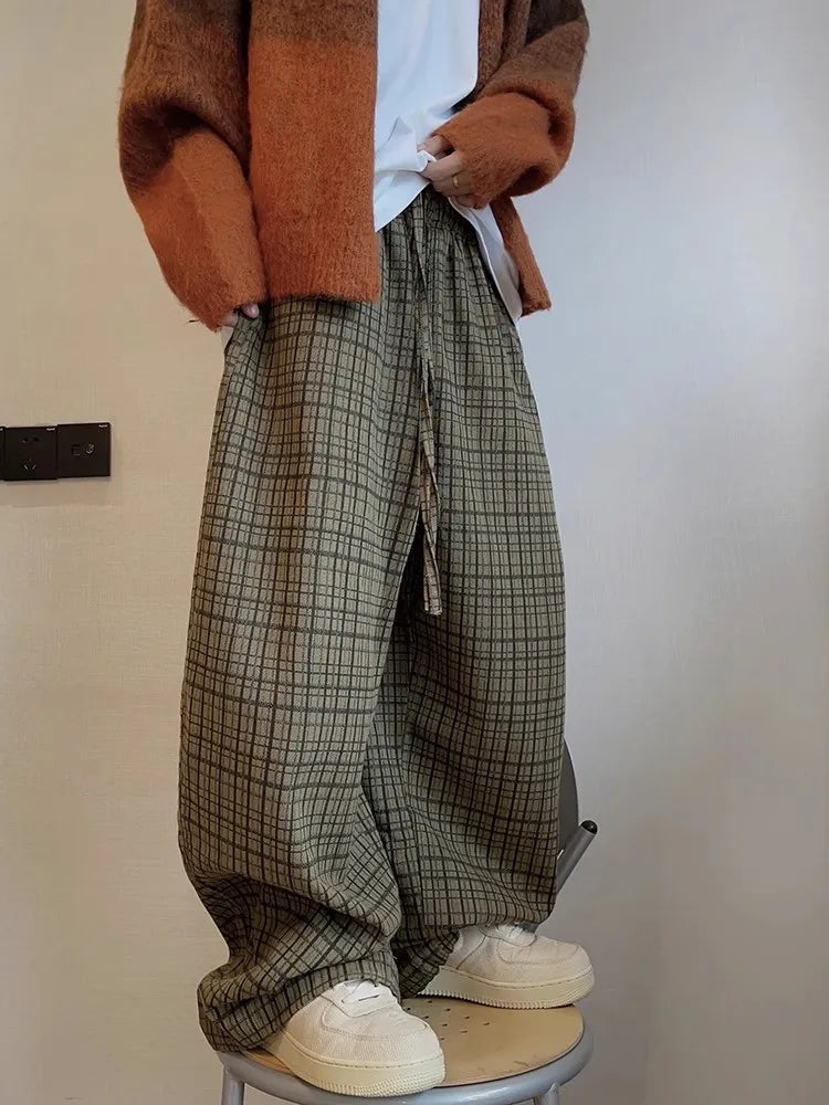 Tartan Plaid Wide Leg Pants "Mellow Brown"
