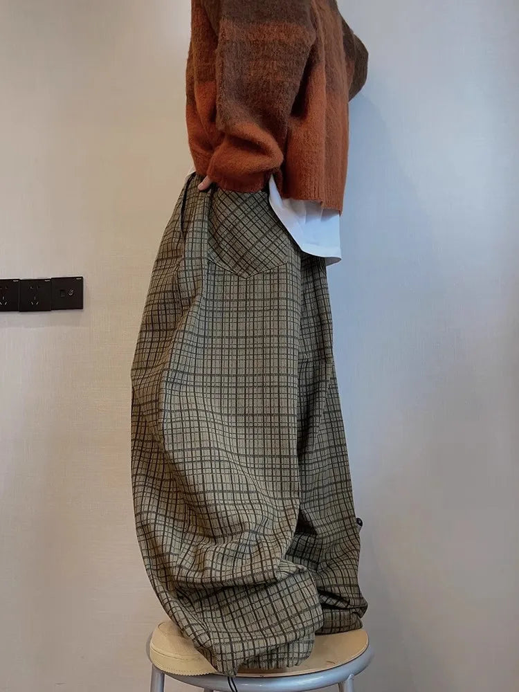 Pantalón Wide Leg de Cuadros Tartán "Mellow Brown"